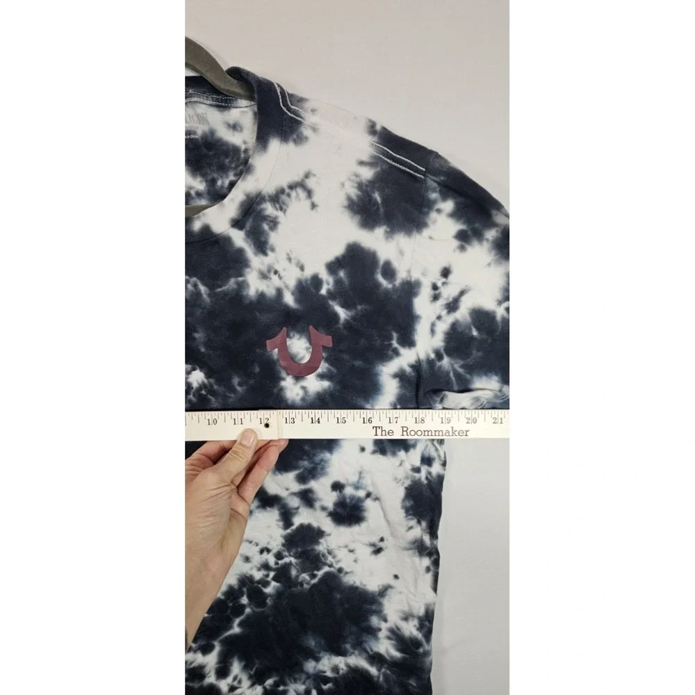 True Religion‎ T-Shirt Men's Large Tie Dye Short Sleeve Graphic Buddha Blue